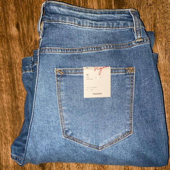 Vigoss Blue Denim Bell Bottom Jeans Waist=17 Rise=11 Inseam=32 New W/Tags - Picture 6 of 6
